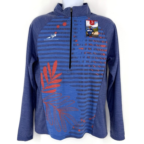 Headsweats Eventure Women's XL Blue Floral 1/2 Zip Performance‎ NWT - Picture 2 of 9